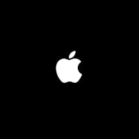 an apple logo on a black background